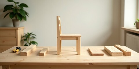 Assembled Wooden Chair A Simple DIY Project on a Light Wood Table