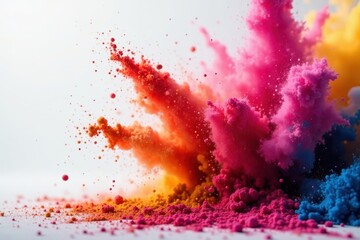 Close-up multicolored powder explosion, dynamic abstract backdrop , dynamic, powder