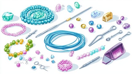 Colorful Beading Supplies for Crafting and Jewelry Making Activities