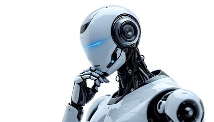 Contemplative Robot: A Futuristic, Sleek Mechanical Portrait