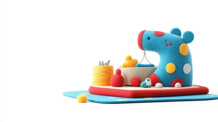 Obraz premium Colorful Toy Scene with Playful Animal and Crafting Supplies