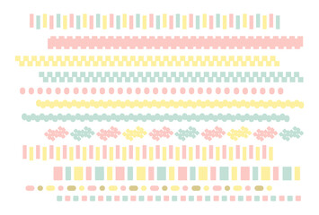 春カラー　ライン　イラスト素材セット