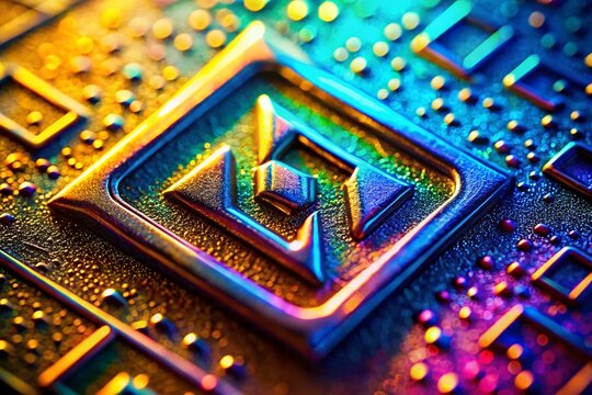 Close-up Macro Shot of Web Programming Glyph, Detailed Coding Symbols, Digital Technology