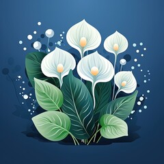 Modern Design with Anubias Plant and Aqua Blue Minimalist Background