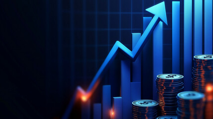 Financial growth graph. Sales increase, marketing strategy concept.