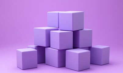 Obraz premium Abstract purple cubes, geometric design, 3d render, Generative AI