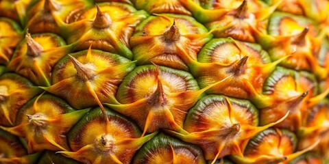 Fototapeta premium Close-up of Fresh Pineapple Peel Texture, Tropical Fruit Skin Detail