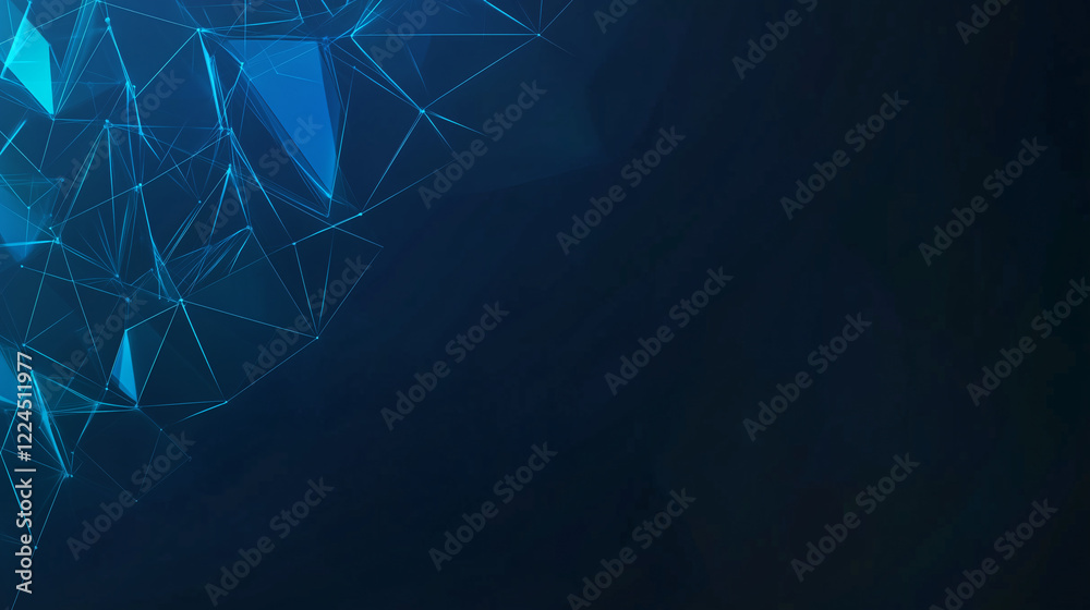 Poster abstract blue network: a mesmerizing abstract background featuring a luminous blue network of interc