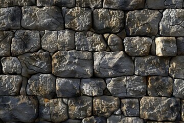 Image of Old grey antique cobble stone wall. Texture for background usage