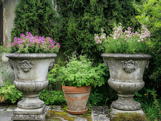 nice flowers in the pots