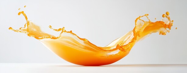 Orange juice splash against white background