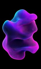 Abstract blue & purple swirling lines form on a black background, ideal for digital art projects