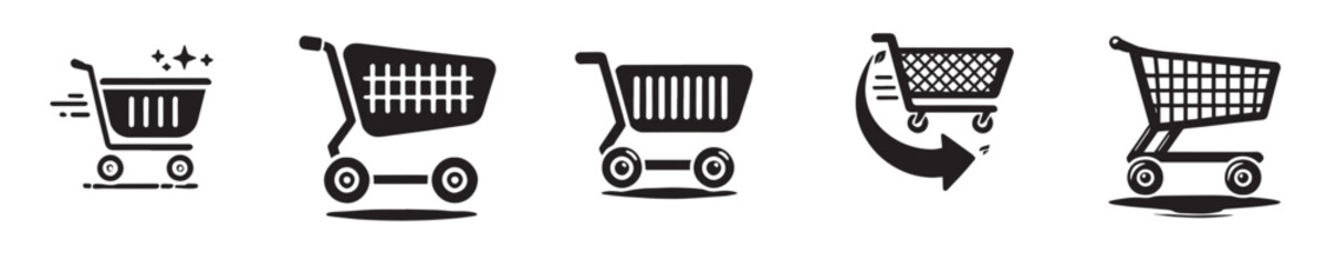 Vector collection of shopping trolley silhouettes