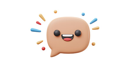 Fototapeta premium Happy 3D Chat Bubble Emoji Illustration isolated on white background. Generative AI