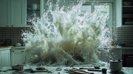 Dramatic Scene of Water Damage and Emergency Repair Process