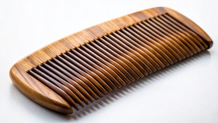Close-up of Wooden Comb with Black Teeth on White Background - High-Resolution Stock Photo