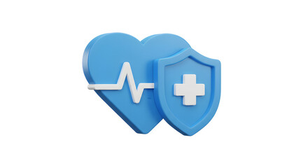 Obraz premium 3D Heart Health Protection Icon Medical Shield isolated on white background. Generative AI