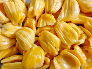 close up of a pile of jackfruit