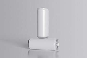 Blank soda can on gray background