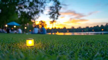 Serene Sunset Gathering by the Lake