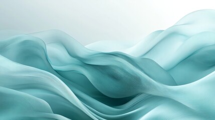 Obraz premium Abstract wave-like background with smooth flowing lines in shades of aqua and teal 