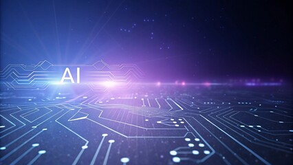 Obraz premium Heavy AI Purple Desktop Wallpaper A Futuristic and High-Tech Background Featuring Deep Purple Tones Glowing Circuit Patterns and Artificial Intelligence Elements Perfect for a Modern Digital Aesthetic