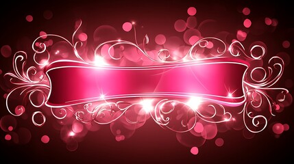 Glowing Pink Banner with Elegant Floral Design