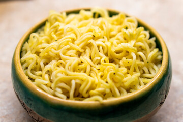 Instant noodles in a bowl. Food concept
