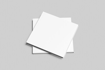 Blank square brochure mockup on light grey background