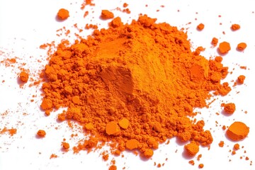 Vivid orange holi powder explosion against pristine backdrop for celebration and festival themes