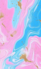 Fototapeta premium Abstract pink and blue marble background with gold glitter accents for design projects