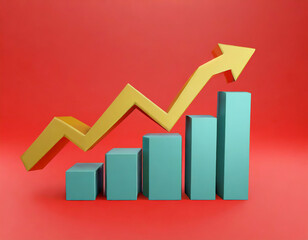 棒グラフと矢印。上昇。AI生成画像。