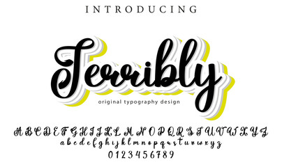 Terribly Font Stylish brush painted an uppercase vector letters, alphabet, typeface
