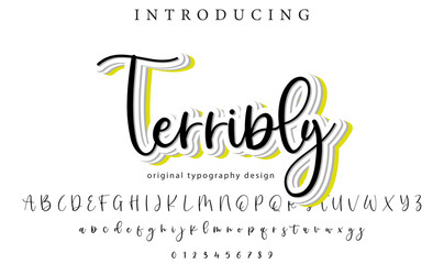 Terribly Font Stylish brush painted an uppercase vector letters, alphabet, typeface