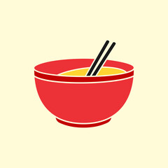 Flat design style ramen noodle bowl
