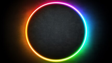 Rainbow Neon Oval Light Frame on Dark Background
