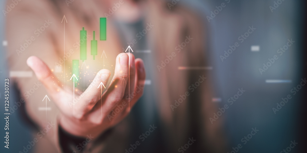 Poster concept of finance and investment ,profit growth management ,financial graphical and statistical ana
