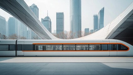 Fototapeta premium Modern High-Speed Train at Urban Station
