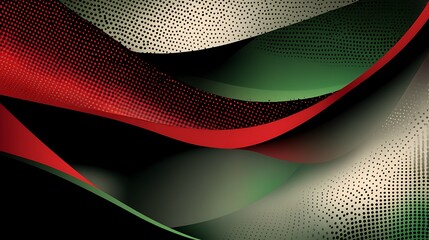 Abstract Red Green Black Wave Pattern Design