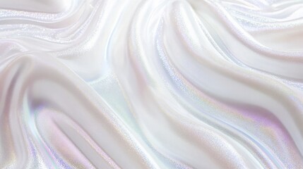 Obraz premium White holographic foil texture featuring shimmering pearlescent gradients and a modern, elegant design aesthetic.