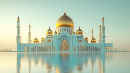 Fototapeta premium Grand mosque reflected in calm water.