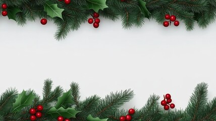 Festive Christmas Wreath of Fresh Natural Greens and Berries, Perfect for Holiday Decor and Seasonal Cheer