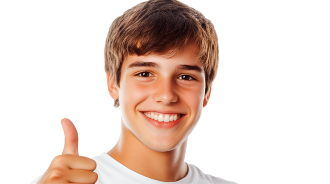 Thumbs Up for Success: A portrait of a young man with a bright smile, giving a confident thumbs up. His optimistic expression conveys positivity, encouragement, and a sense of accomplishment.