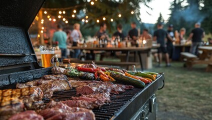 Delicious BBQ Grilling Feast at an Outdoor Summer Party