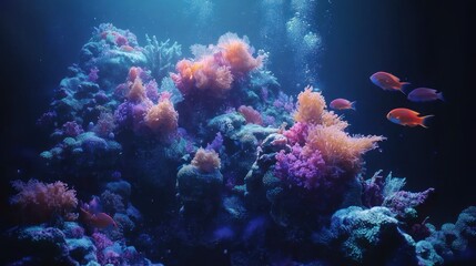 Obraz premium Vibrant Underwater Coral Reef Ecosystem with Fish