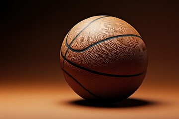 Obraz premium Basketball resting on a surface with dramatic lighting showcasing its texture and design
