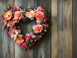 Heart-shaped flowers beautifully arranged on a wooden surface