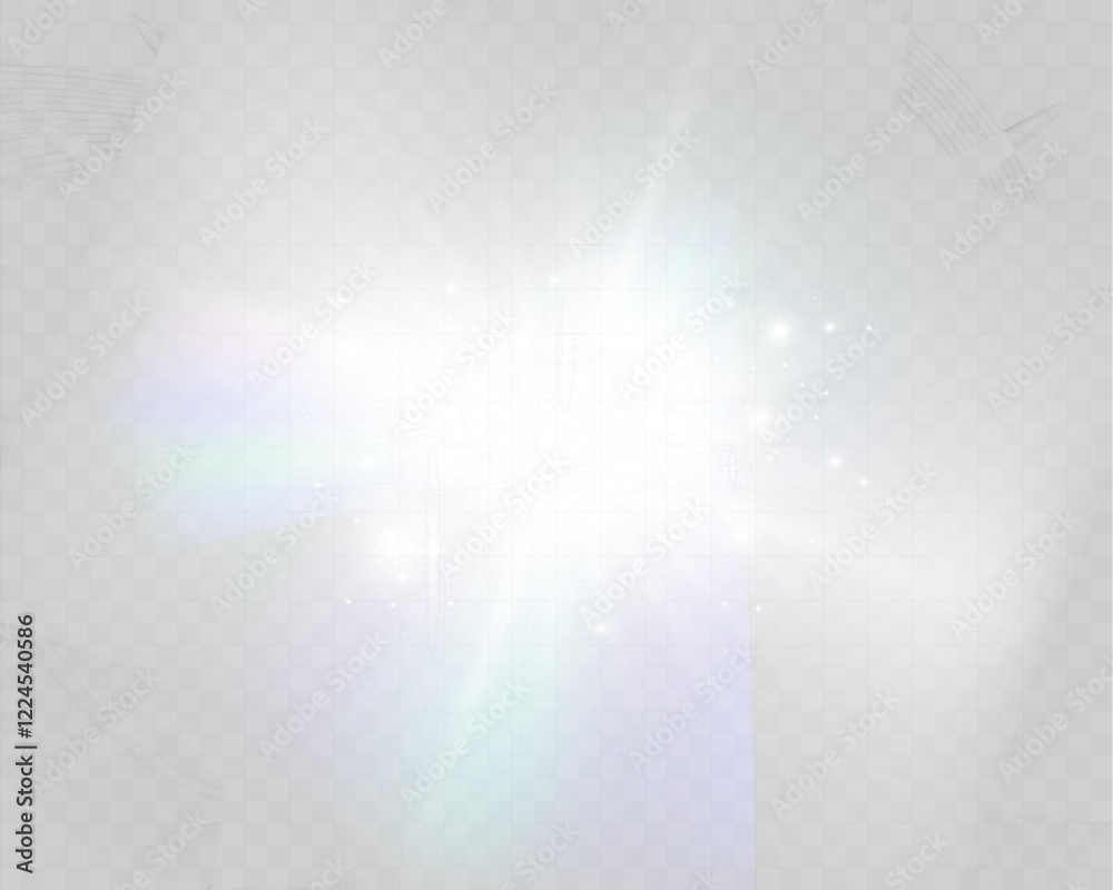 Wall mural bright glowing light burst with soft edges and subtle rays on a transparent background, suitable for