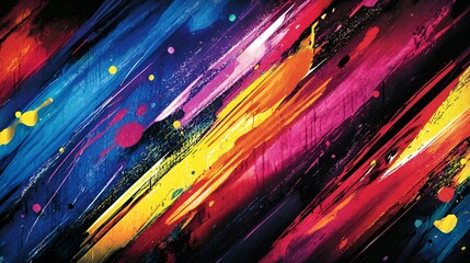 Abstract colorful paint strokes, diagonal lines, dynamic background, design element