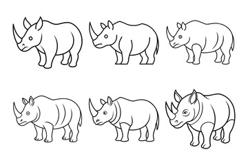 Rhino sets icon vector on White Background ,Vector Art Illustration on white background.